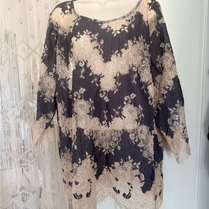 Woman’s blouse with Cream Lace Overlay - Chic $22